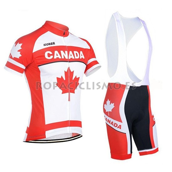 2018 Maillot Canada Tirantes Mangas Cortas Naranja y Blanco